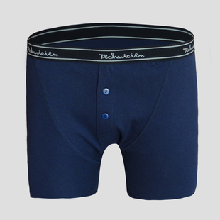 男士双纽扣门襟棉质平角裤 纯棉中腰内裤 棉明筋四脚裤 外贸原单