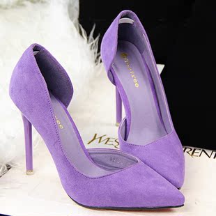 琪琪家 性感镂空 甜美淑女 名媛气质蕾丝 一字蝴蝶结 镂空中跟鞋