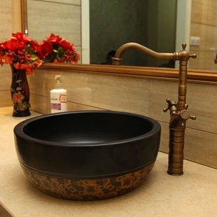 雅居卫浴江西景德镇纯手工艺术盆台上盆洗手盆洗脸盆工艺陶瓷盆