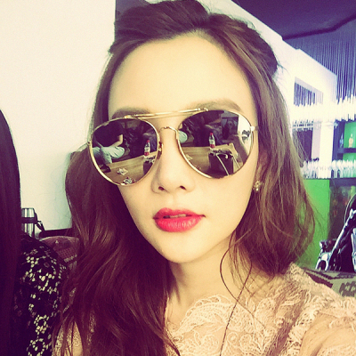 韩版v牌太阳镜 李小璐范冰冰明星款反光墨镜 圆脸男女时尚蛤蟆镜