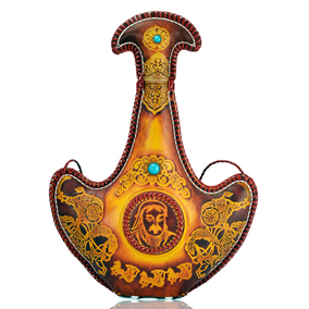 内蒙古马奶酒皮囊酒蒙古酒皮壶奶酒仿牛角特产酒壶家居装饰送礼