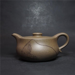 原矿 陶砂居 紫砂罐 紫砂壶范列老婆王丽君原矿精刻青段紫砂壶 小财罐