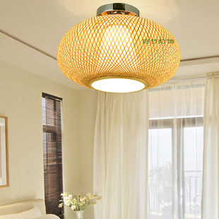 东南亚风格竹制吸顶灯竹子艺术吸顶灯竹编织顶灯小卧室阳台过道灯