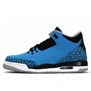 乔三代aj3 blue powder 阿凡达黑北卡粉末蓝爆裂篮球鞋