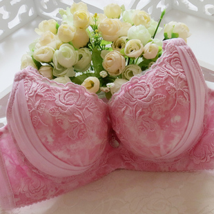 包邮 调整型文胸微厚 聚拢软钢圈刺绣花朵春夏漂亮可爱75a80a85a