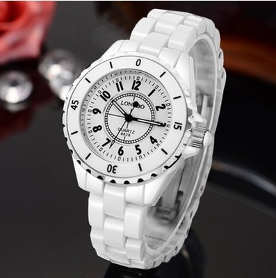 正品陶瓷手表女士白色镶钻腕表石英表中学生女表机械休闲防水韩版