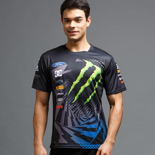 夏季款monster energy怪兽鬼爪t恤男骑行服摩托服赛车户外短袖t恤