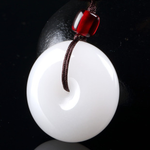 【买二送一】新疆3a和田玉羊脂级昆仑白玉平安扣吊坠玉坠带证书