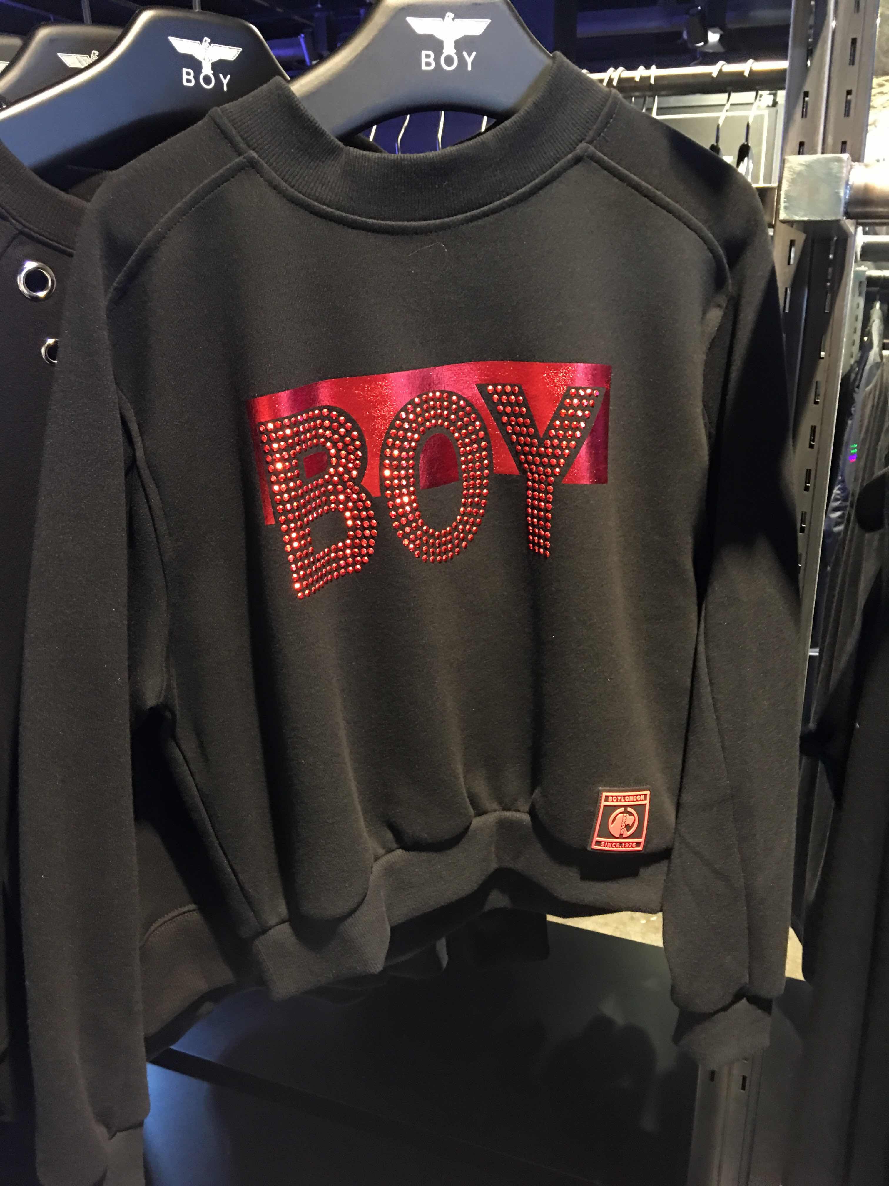 boy london 韩国代购正品 17春 女生红色印花 短款圆领卫衣 mt01