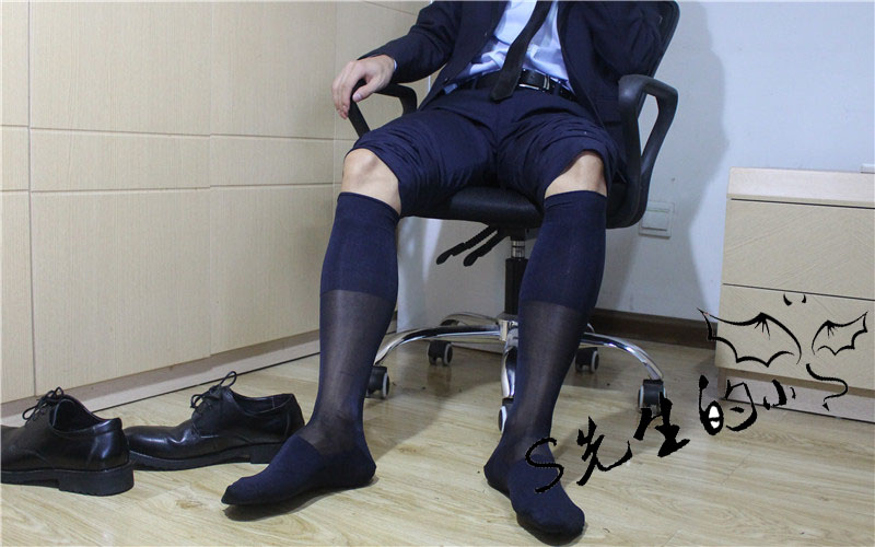 新品男士素色日式长筒男丝袜tnt性感舒适复底高筒丝袜