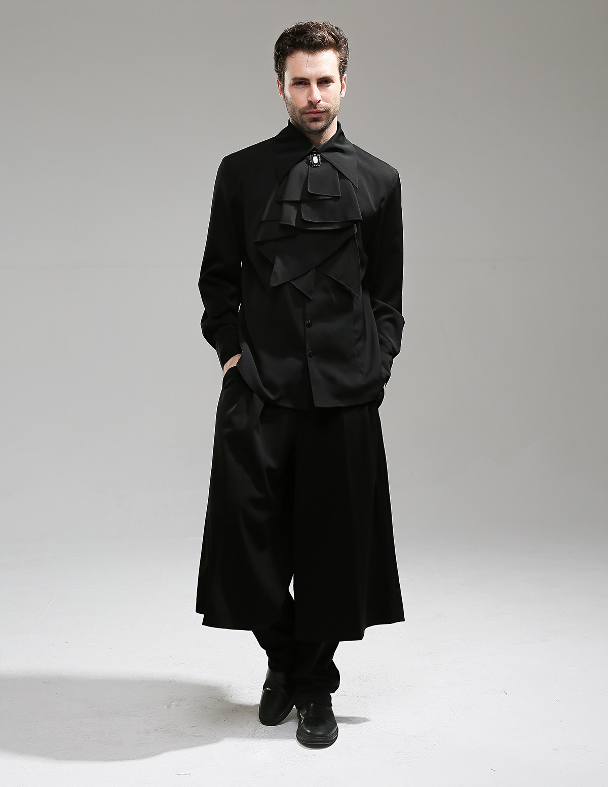 路德2016秋冬原创百年孤寂哥特优雅贵系男装衬衫上衣 托领