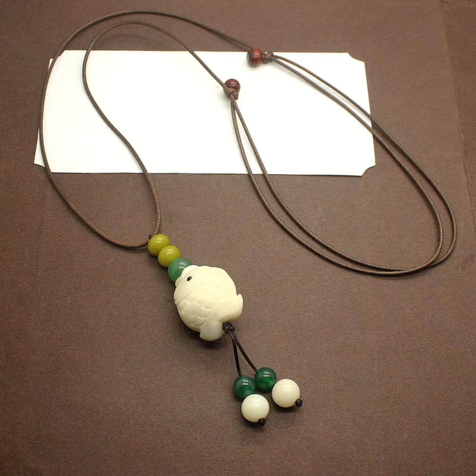 原创象牙果平安扣项链长款男女百搭毛衣链菩提配饰简约民族风挂饰