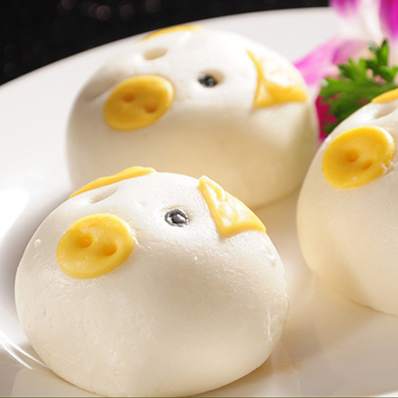 动物包子 猪头奶黄包 熊猫豆沙包 大黄鸭紫薯包速冻港式点心套餐