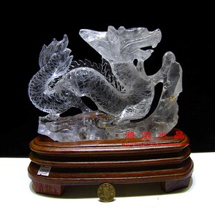 摆件 天然白水晶雕刻龙摆件 天然白水晶行龙雕件 摆件5307# 辟邪转运