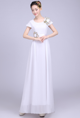 新款大合唱演出服女伴舞长裙女士合唱服装女合唱服长裙礼服演出服