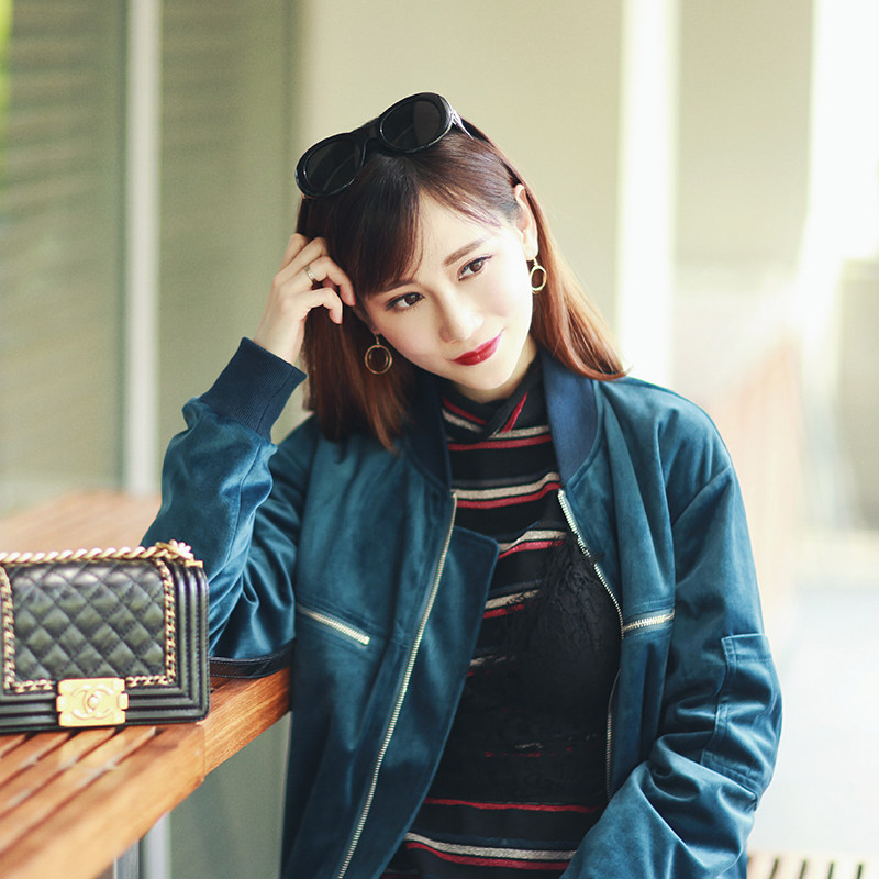 法式新优雅jupiter陈小颖进口小香定制面料名媛风黑色西装外套