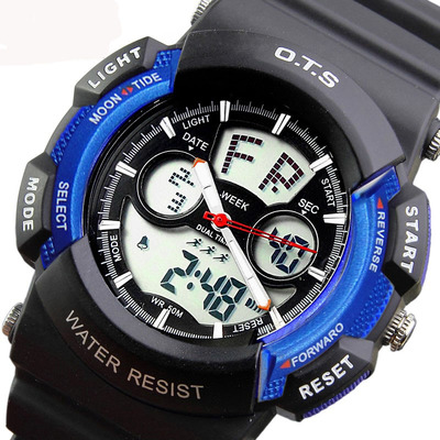 正品o.t.s奥迪斯巅峰时刻运动表 双显学生手表潜水游泳表t8003g