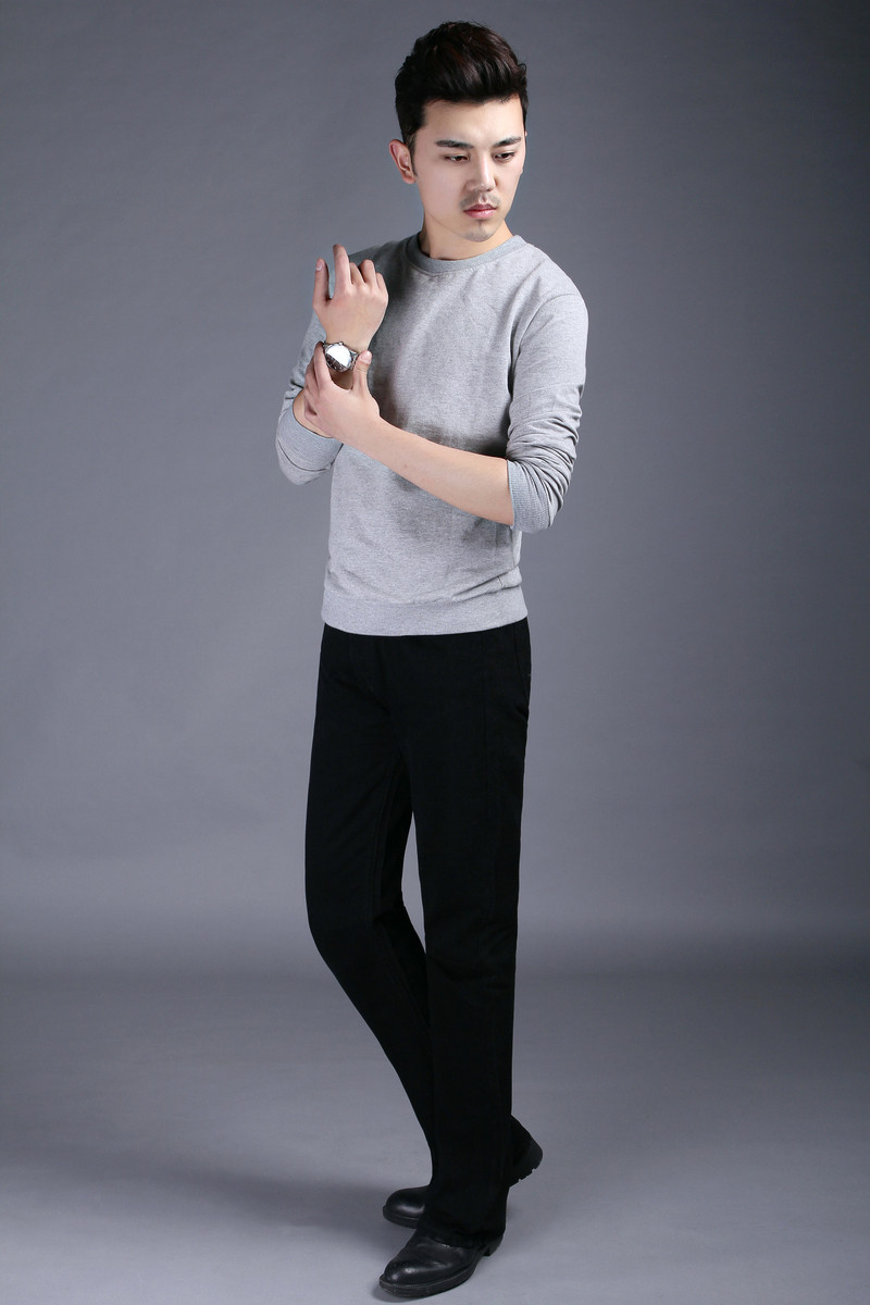 15男装新款男士牛仔微喇叭裤 韩版潮小喇叭牛仔裤黑色修身弹力