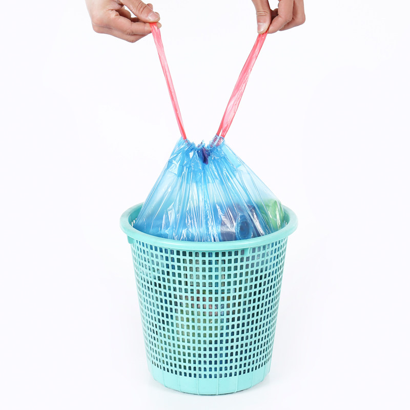 10卷自动收口垃圾袋加厚手提式家用抽绳穿绳厨房塑料袋中大号