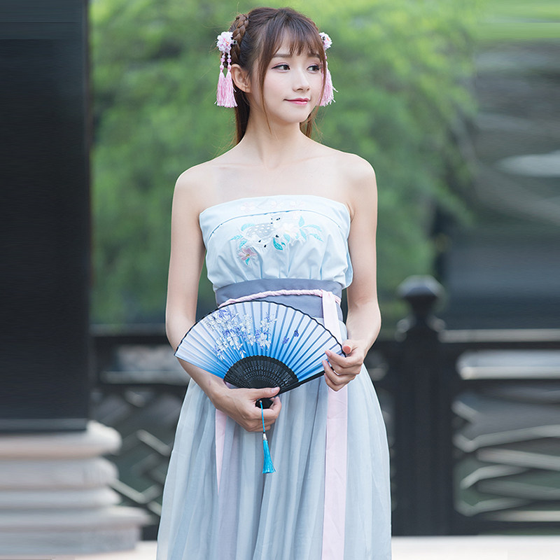 传统汉元素刺绣一片式抹胸 汉服打底配饰