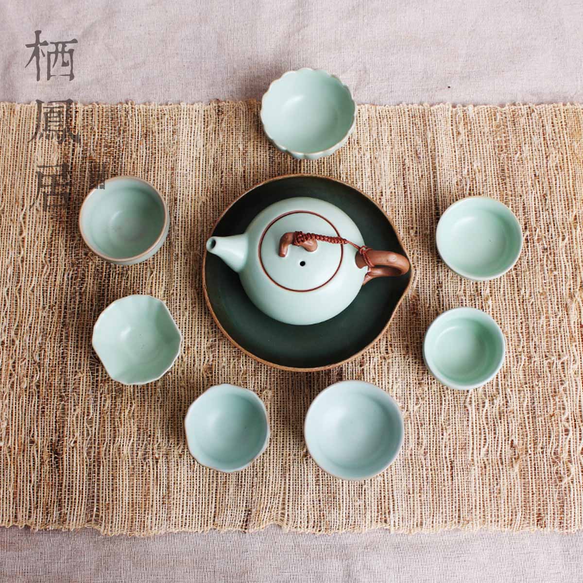 栖凤居 汝窑茶杯 开片汝瓷品茗杯陶瓷个人杯主人杯 功夫茶具茶杯