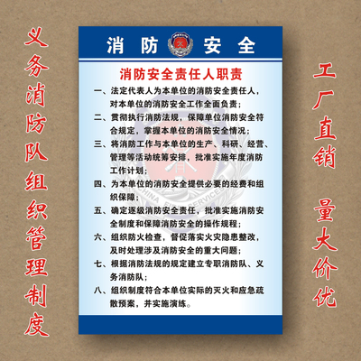 消防安全责任人职责企业工厂公司标语标识牌规章制度海报墙贴纸