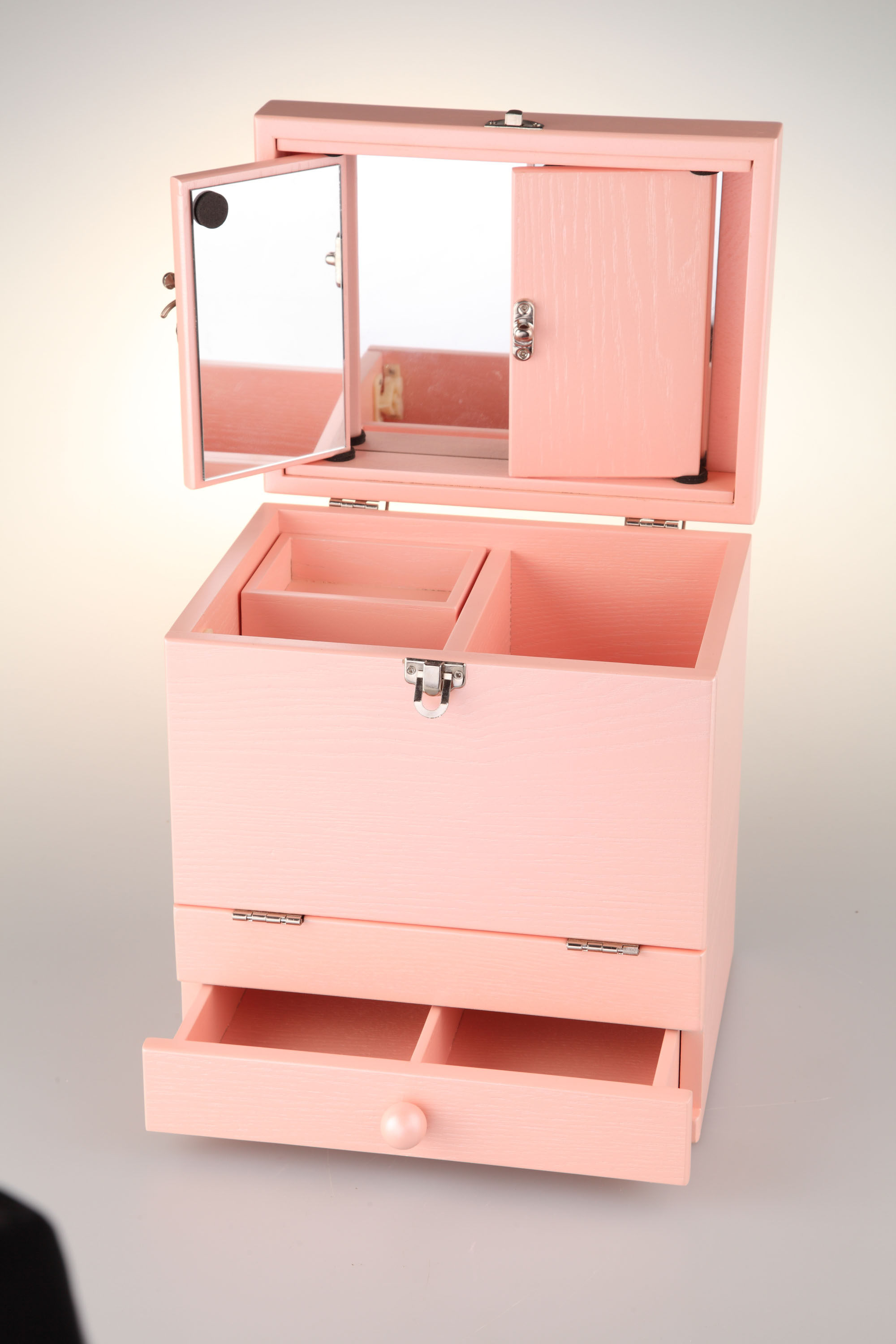 大号木质台式桌面化妆箱梳妆镜子化妆品收纳盒护肤品收纳盒礼物