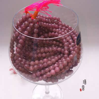 天然梅花碧玺 紫云母手链紫云母玫瑰金紫丁香手工diy散珠圆珠配件