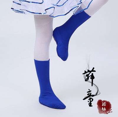 儿童表演鞋套红蓝白色弹力靴套袜套幼儿表演舞蹈演出服爵士舞脚套
