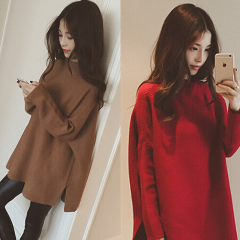 秋衣外穿学生韩版宽松t恤女秋冬新款长袖打底衫中长款保暖针织衫