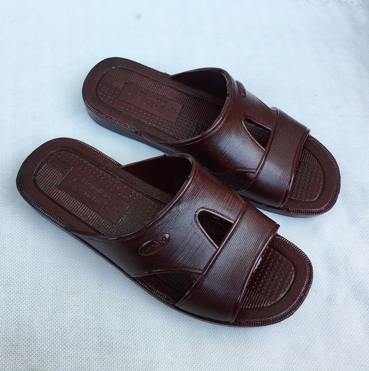 夏季男拖鞋油拖中老年老人拖鞋防滑粗跟塑料居家耐磨拖鞋冲凉鞋