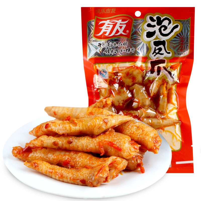 有友泡椒凤爪100g*5袋红油酸菜泡鸡爪山椒麻辣零食品小吃重庆特产