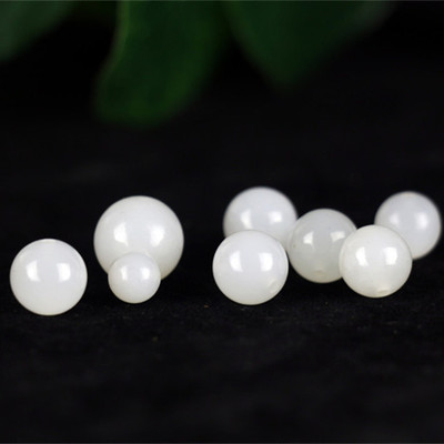 新疆和田玉白玉珠子羊脂白玉珠籽料散珠diy手串手链项链定制加工