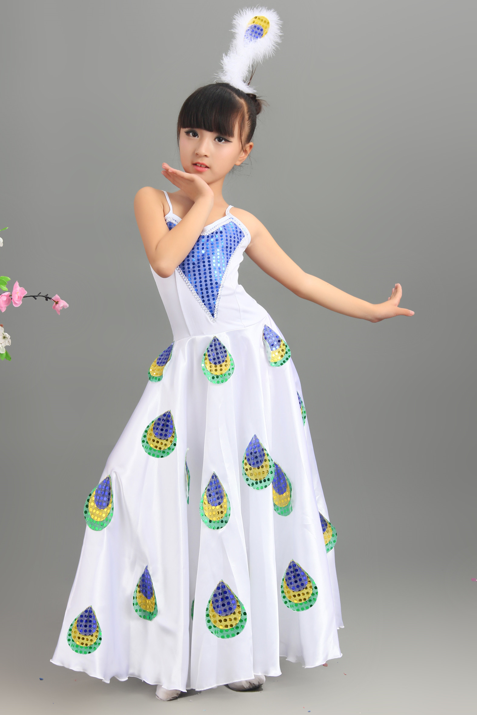 新款儿童舞蹈服女孩傣族演出服装幼儿女童傣族孔雀舞裙演出表演服