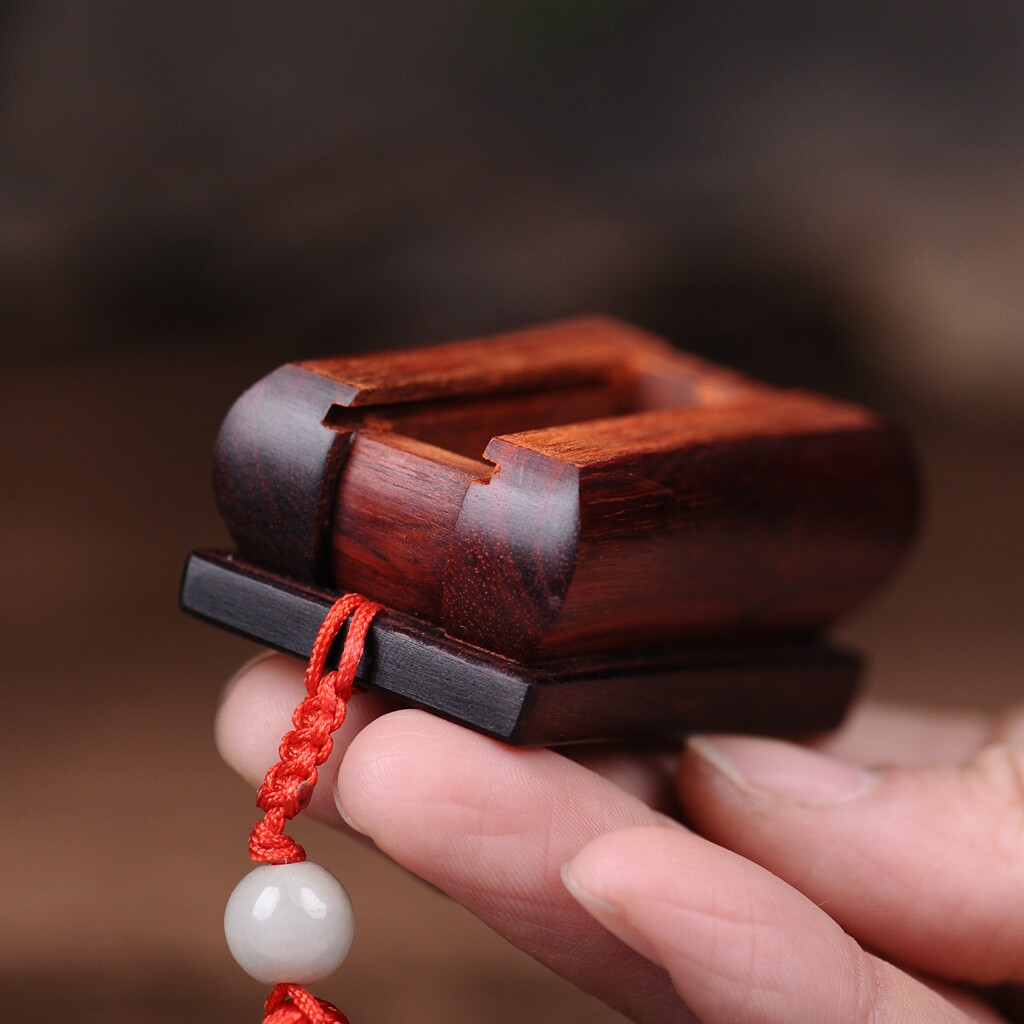 印度小叶紫檀棺材手把件 升官发财挂件把件红木木雕工艺品小把件