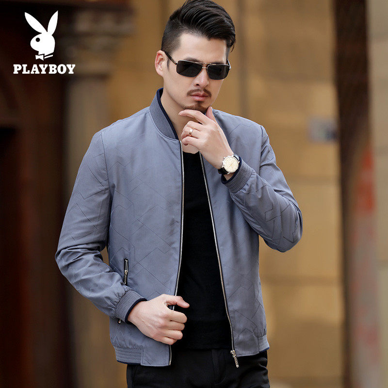 17正品花花公子旗舰店中年男士外套30岁爸爸35夹克40春秋季50男装