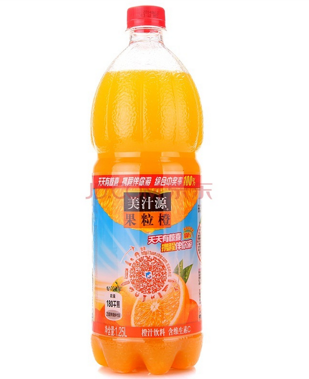 16年新货 美汁源 果粒橙 1.25l*12瓶 整箱 婚宴专用饮料 西安包邮