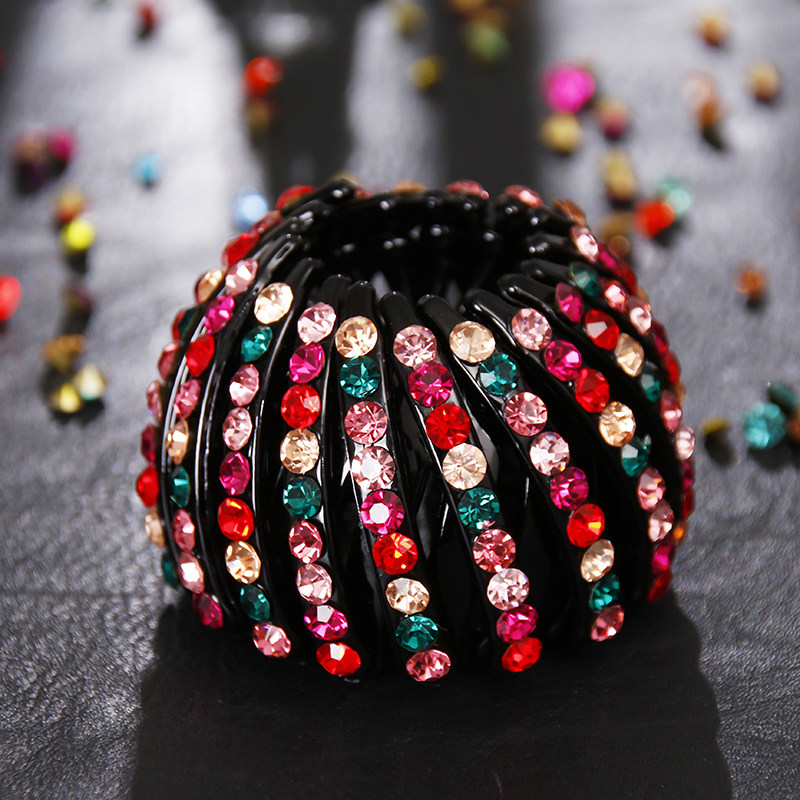 捷克水钻发夹头花饰品 韩国鸟巢发抓马尾扣头饰 扎马尾发卡子抓夹