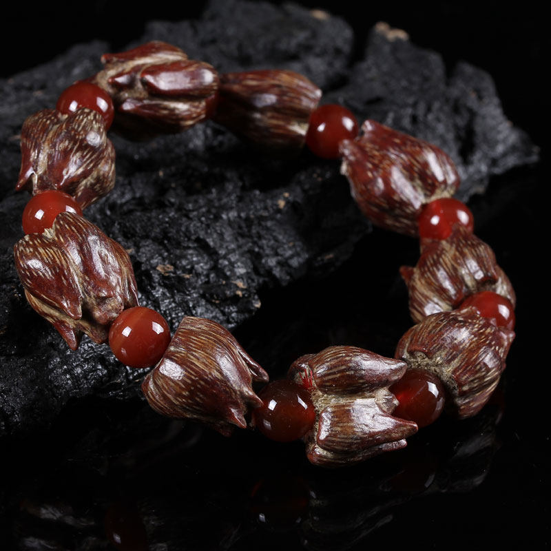 至善工艺 滴血莲花手串 天然原色手工手链佛珠莲花菩提子手串