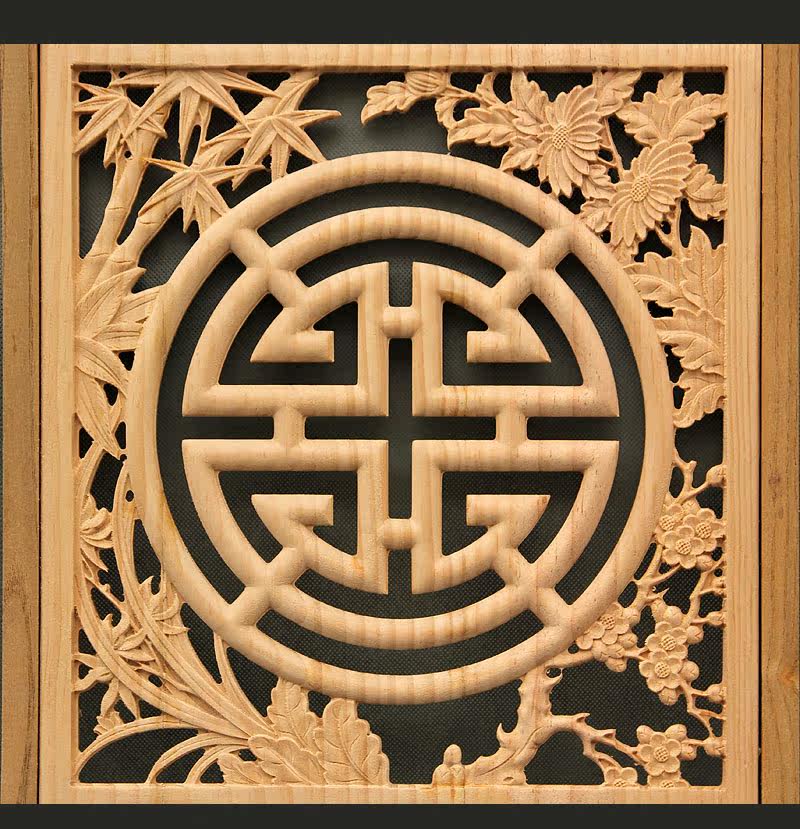 东阳木雕定制中式仿古门窗花格花窗吊顶玄关隔断实木电视背景屏风