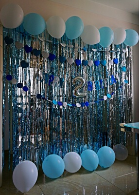 生日周岁派对用品气球雨丝帘节日婚房背景墙装扮流苏雨丝门帘