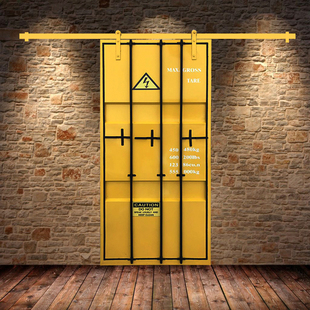 工业风谷仓门铁艺集装箱门复古做旧移门铁门定制门隔断室内吊滑门