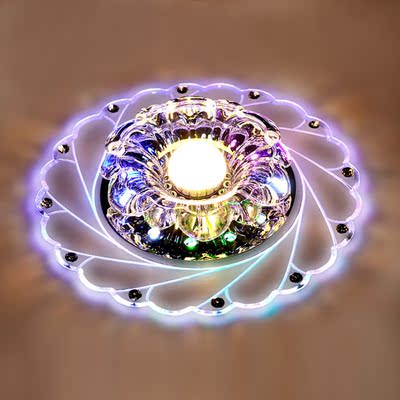 新款七彩led过道灯入户门厅灯走廊灯创意玄关灯吸顶灯水晶射灯具