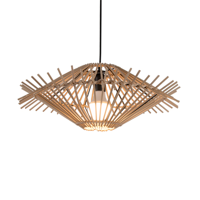 复古田园风餐厅吧台竹艺吊灯客厅书房手工竹编创意鸟巢灯饰草帽灯