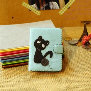 创意布艺手工自制不织布小猫卡包手工diy材料包自己做免剪裁材料