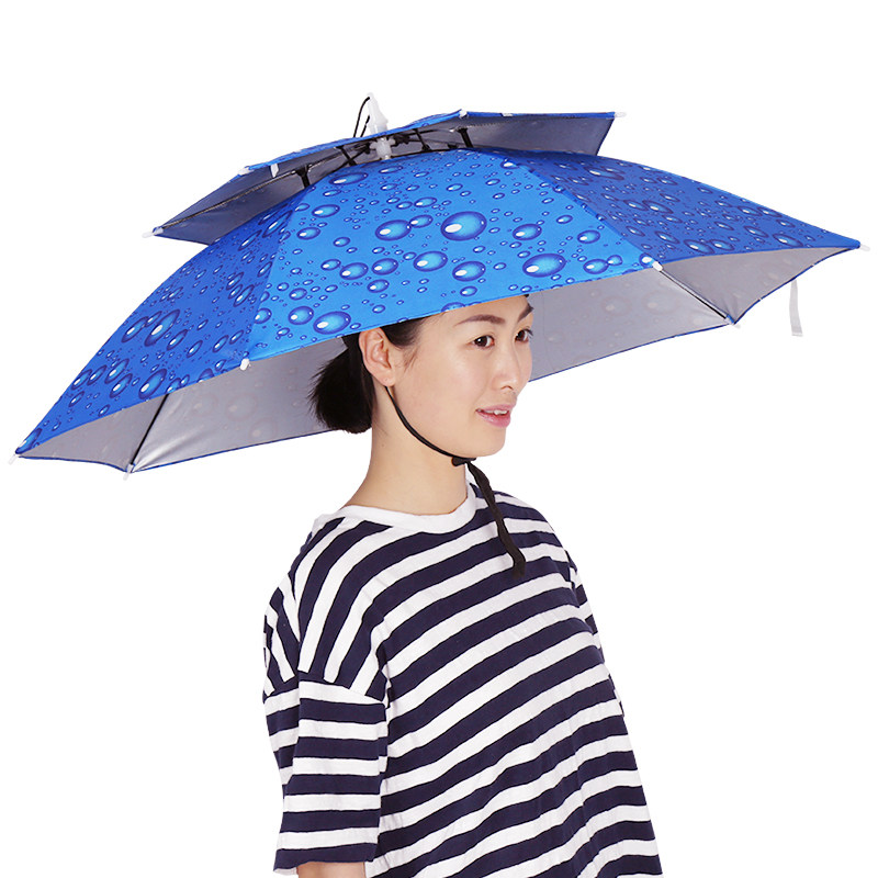 奥圣达钓鱼伞帽折叠双层防晒雨伞垂钓渔具头戴遮阳帽子伞头戴伞
