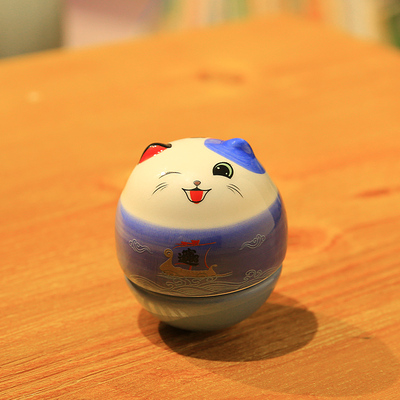 日本招财猫大号陶瓷不倒翁日式玩具可爱宝宝家居摆件儿童生日礼物