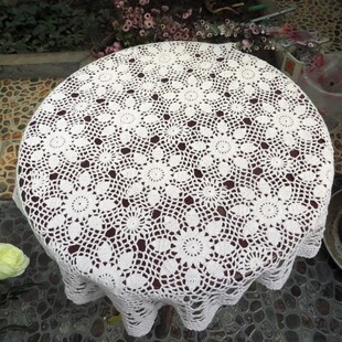 桌布 手工钩针钩花欧式沙发巾 万能方形盖巾 纯棉编织镂空布艺桌布