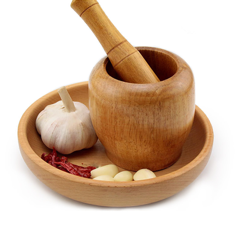 家用捣蒜器 厨房木质捣蒜罐蒜泥器拔蒜器 捣面膜器捣药罐研磨器