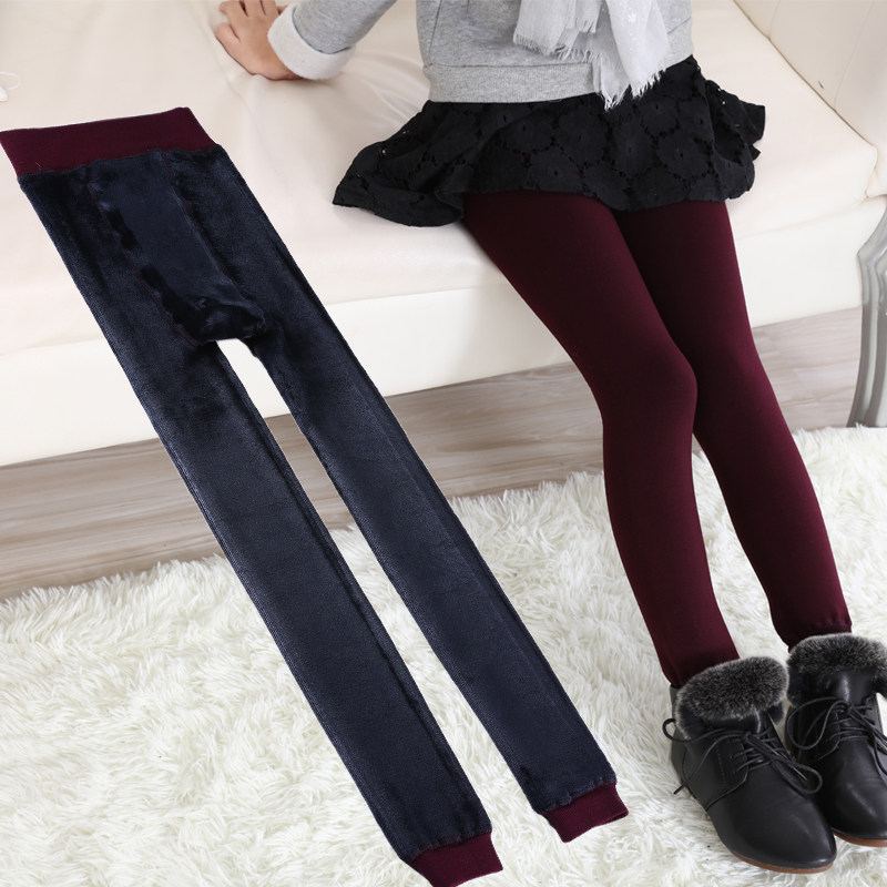 儿童女童踩脚打底裤秋冬季款加厚加绒小中大童小女孩针织外穿保暖